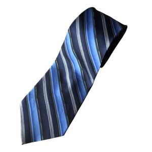 Stafford All Silk Hand Made Men's Tie Stripped Blue Business Necktie